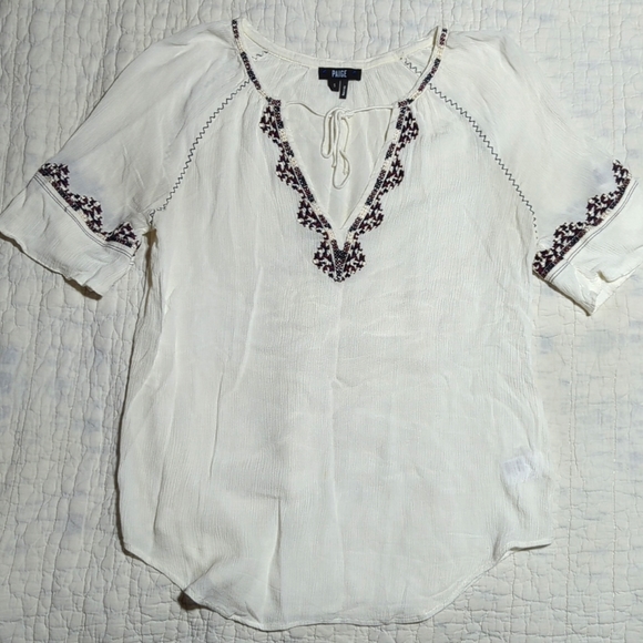 PAIGE Chessa Top Women's Sheer Flowy Blouse - Picture 3 of 10